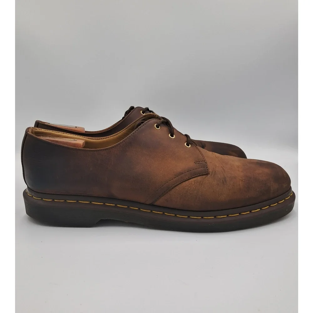 Size 13 - Dr Martens 1461 Brown Crazy Horse Leather Platform Oxford Shoes